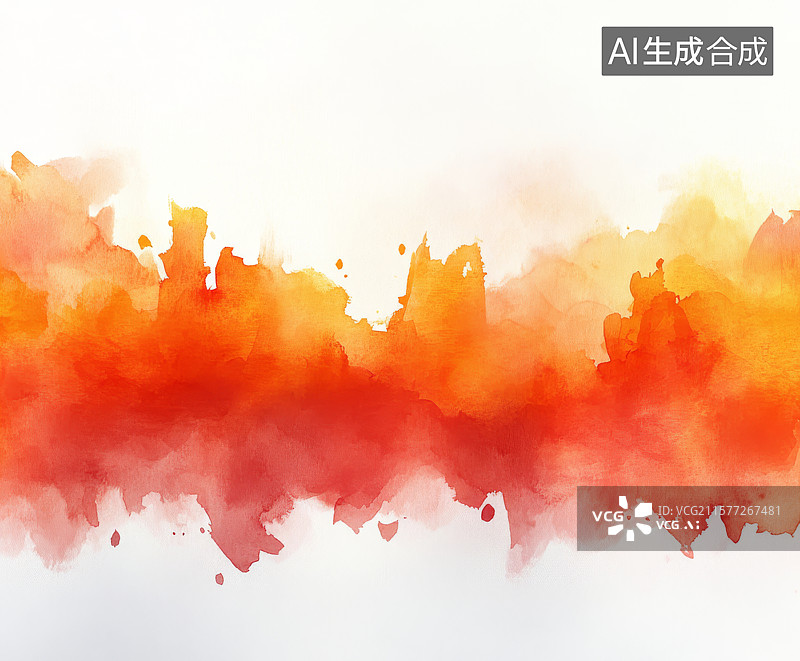 【AI数字艺术】抽象橙红色水彩画图片素材