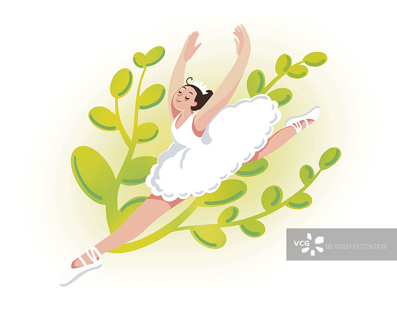 彩色卡通插画 女孩跳舞 芭蕾舞 跳跃 一个人 优雅姿态 自信 舞蹈 爱好 天赋图片素材