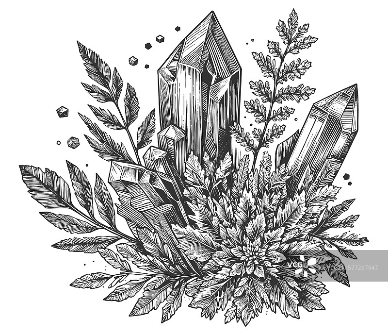 水晶簇与神奇的闪光图片素材