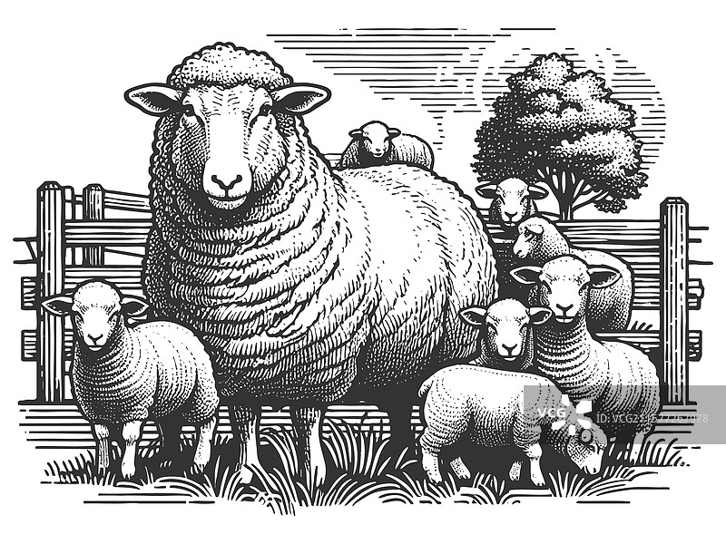 牧场中的羊图片素材
