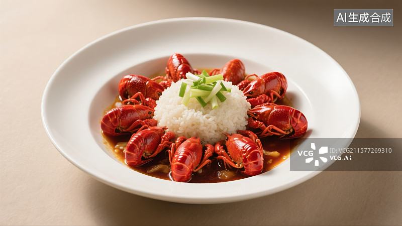 【AI数字艺术】龙虾拌饭，海鲜拌饭图片素材