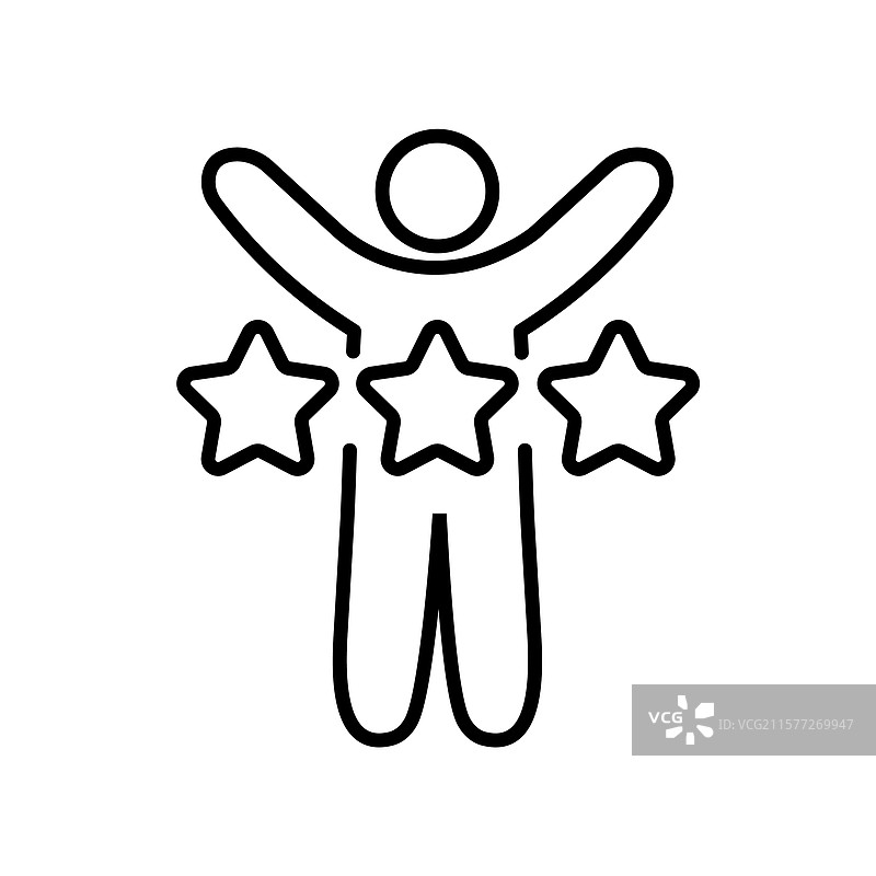 一个人举起双臂的线条画图片素材