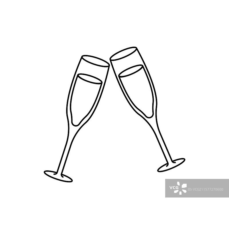 两个香槟杯在庆祝中碰杯图片素材