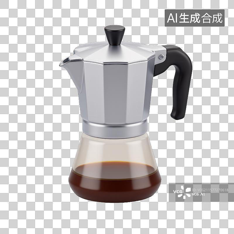 【AI数字艺术】摩卡壶里的醇香咖啡图片素材