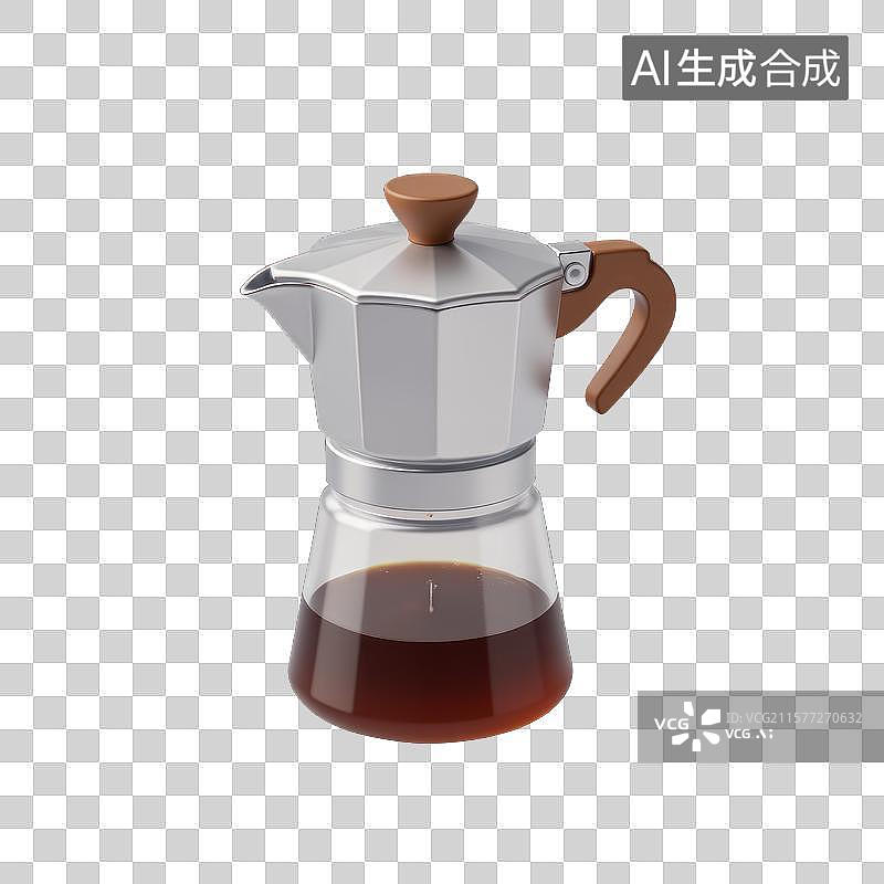 【AI数字艺术】摩卡壶里的醇香咖啡图片素材