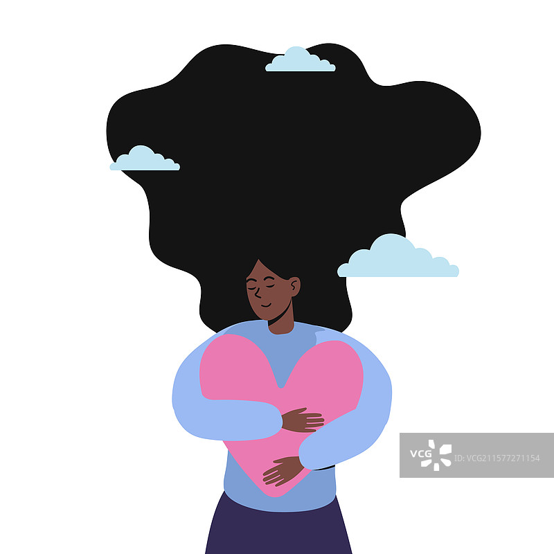 拥抱爱与自我接纳，心中充满温暖图片素材