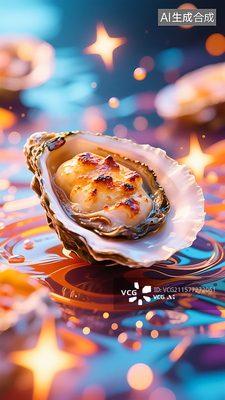 【AI数字艺术】烤生蚝美食插画图片素材