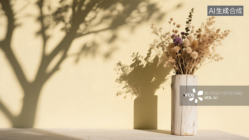 【AI数字艺术】室内干花光影插画图片素材