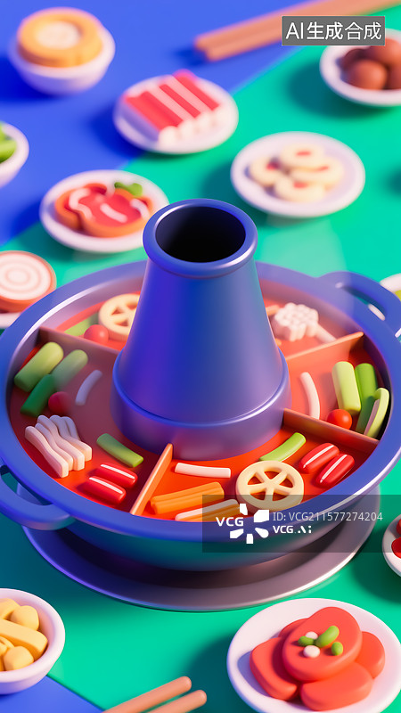 【AI数字艺术】火锅美食插画图片素材
