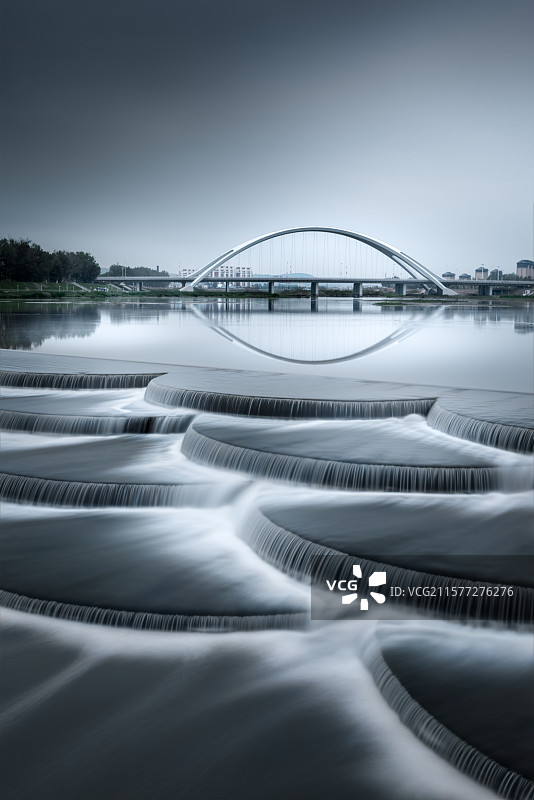 延吉延川桥鱼鳞坝慢门图片素材