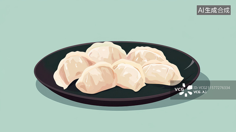 【AI数字艺术】​​盘中水饺中式美食静物​​图片素材