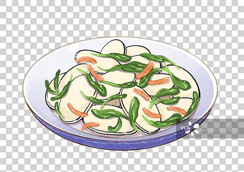 宁波炒年糕美食手绘风格插画元素图片素材
