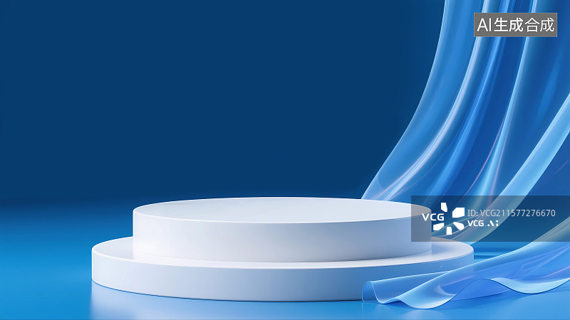 【AI数字艺术】飞舞的丝绸和产品展台图片素材