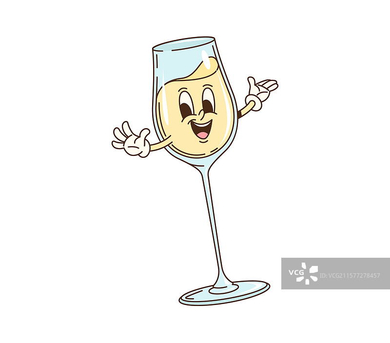 卡通风格的时髦白葡萄酒酒杯角色图片素材