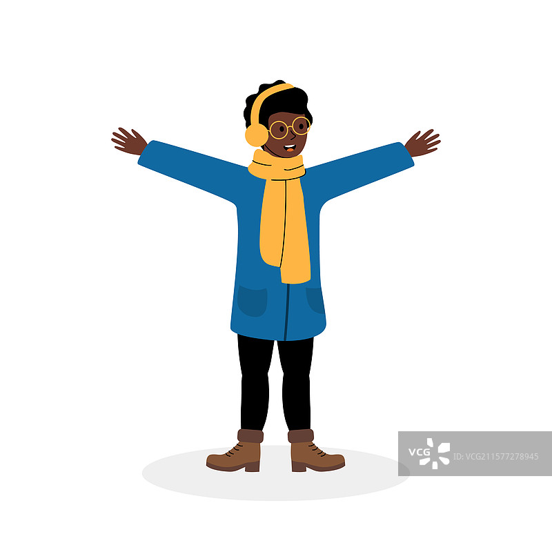 一个人快乐地拥抱多彩的冬天图片素材