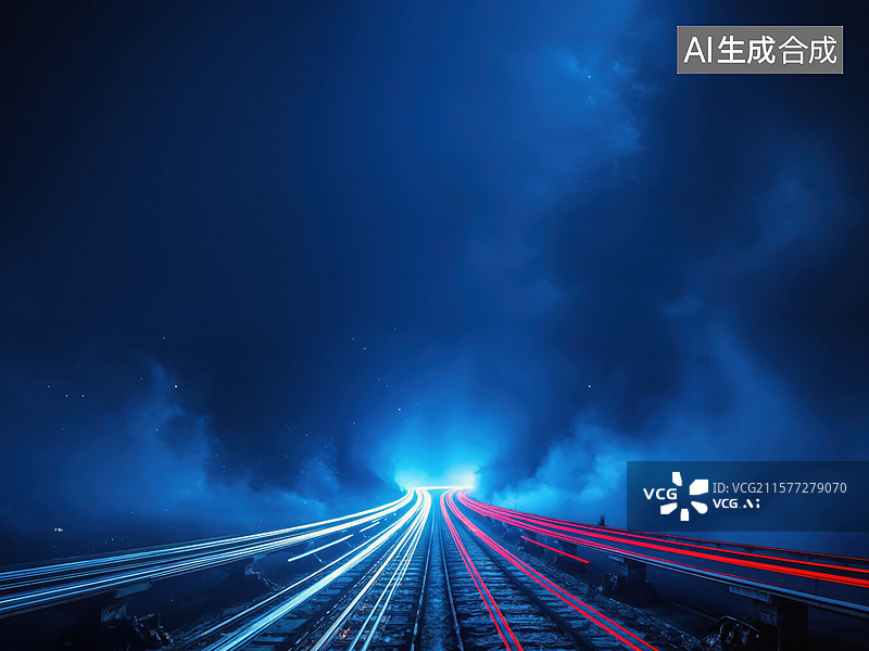 【AI数字艺术】夜空光影交错图片素材
