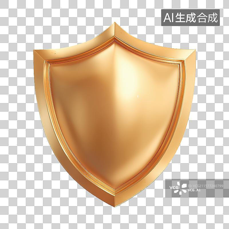 【AI数字艺术】金色盾牌模型图片素材