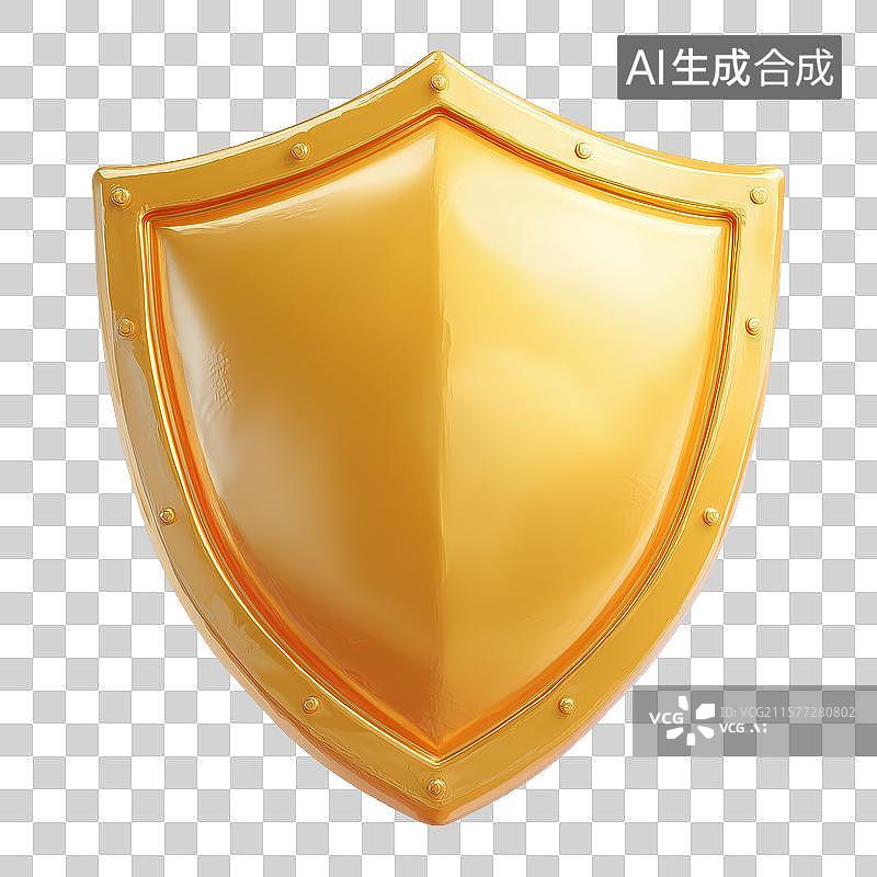 【AI数字艺术】金色盾牌模型图片素材
