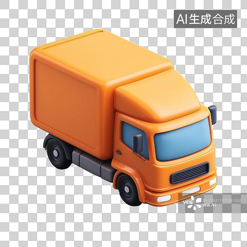 【AI数字艺术】黄色卡车三维模型图片素材