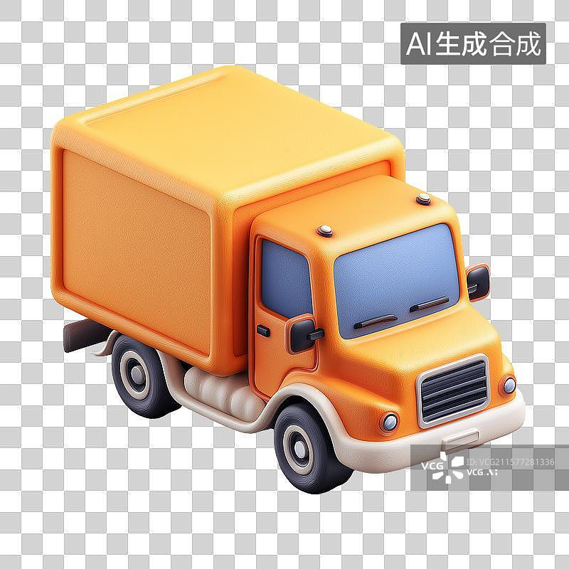 【AI数字艺术】黄色卡车三维模型图片素材