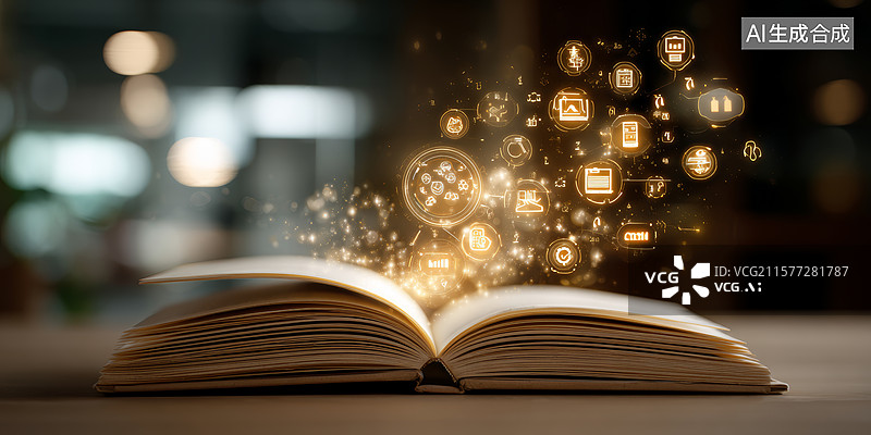 【AI数字艺术】魔法书中的奇幻世界图片素材
