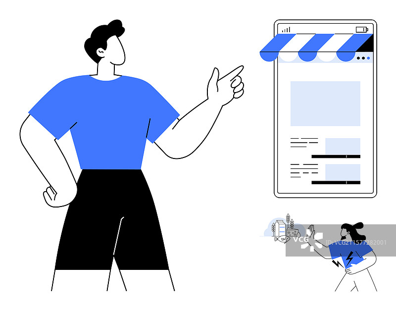 男性在探索创意在线商店界面图片素材