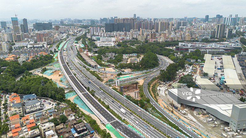 深圳环三角高速民治段航拍图片素材