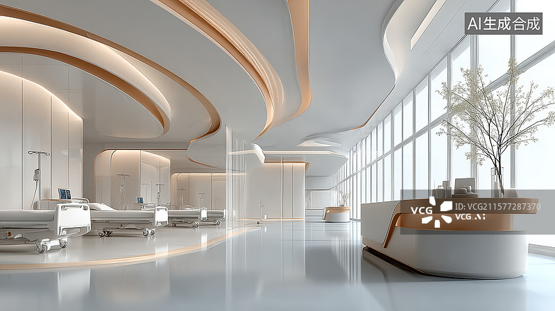 【AI数字艺术】现代化医院大厅设计图片素材