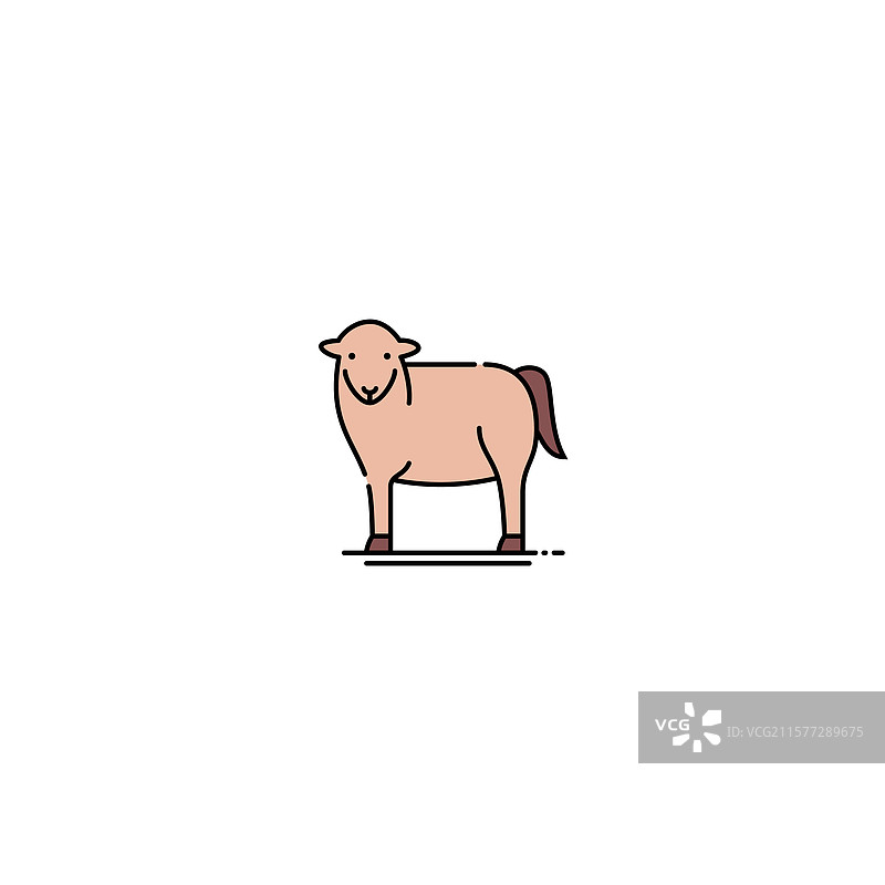 一个简单可爱的山羊图标，采用极简设计图片素材