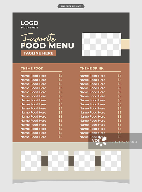 美食菜单海报设计，配有迷人的装饰图片素材