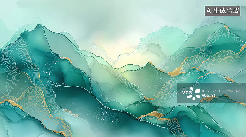 【AI数字艺术】中国风自然山脉图片素材