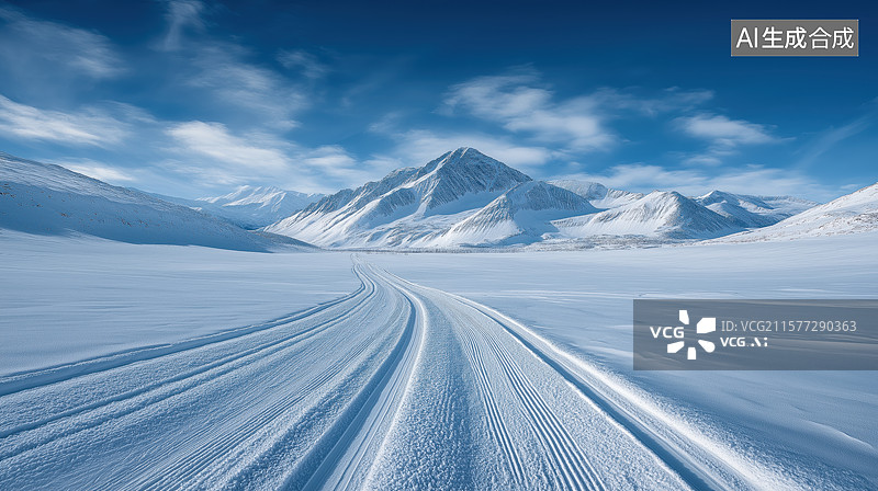 【AI数字艺术】雪山轮胎印图片素材