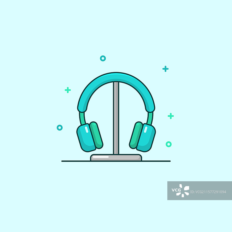青色耳机卡通图标图片素材