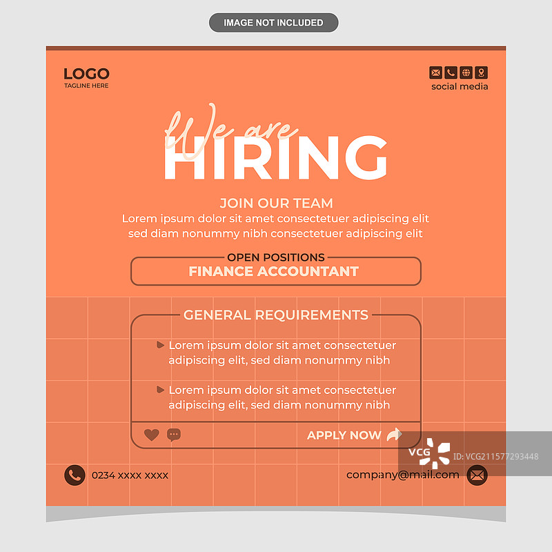 橙色的招聘宣传单，梦想职业空缺图片素材