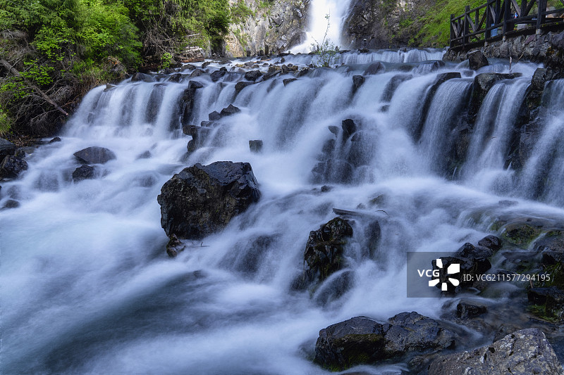 新疆乌鲁木齐天山天池景区，飞龙潭、飞龙瀑布图片素材