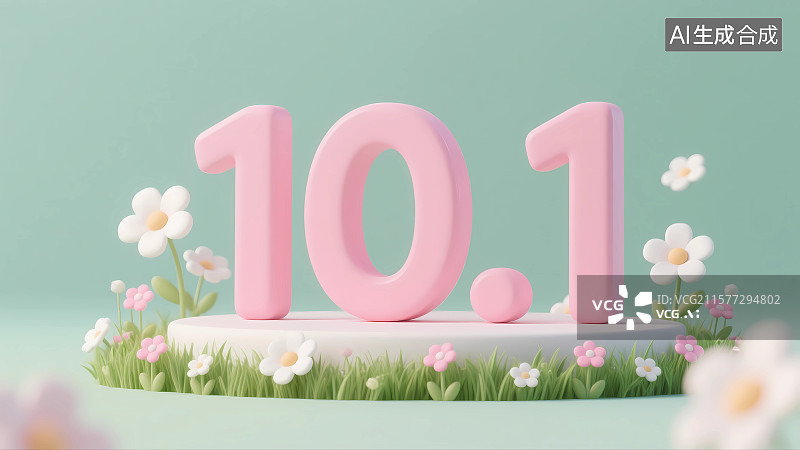 【AI数字艺术】粉色数字10.1清新花卉插画图片素材