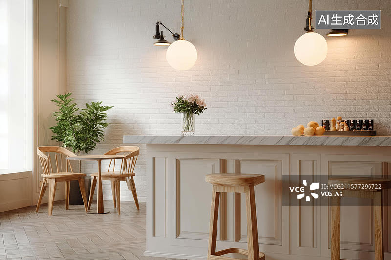 【AI数字艺术】温馨小咖啡馆室内设计图片素材