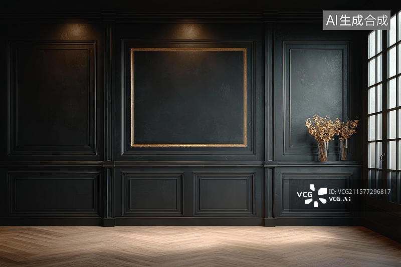 【AI数字艺术】暗黑奢华室内设计样板图图片素材