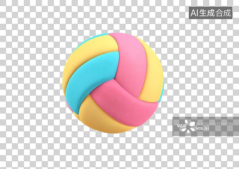 【AI数字艺术】【免抠png素材】一颗彩色卡通排球图片素材