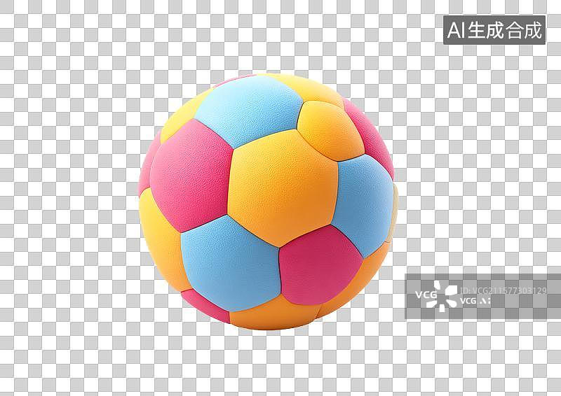 【AI数字艺术】【免抠png素材】一颗彩色卡通足球图片素材