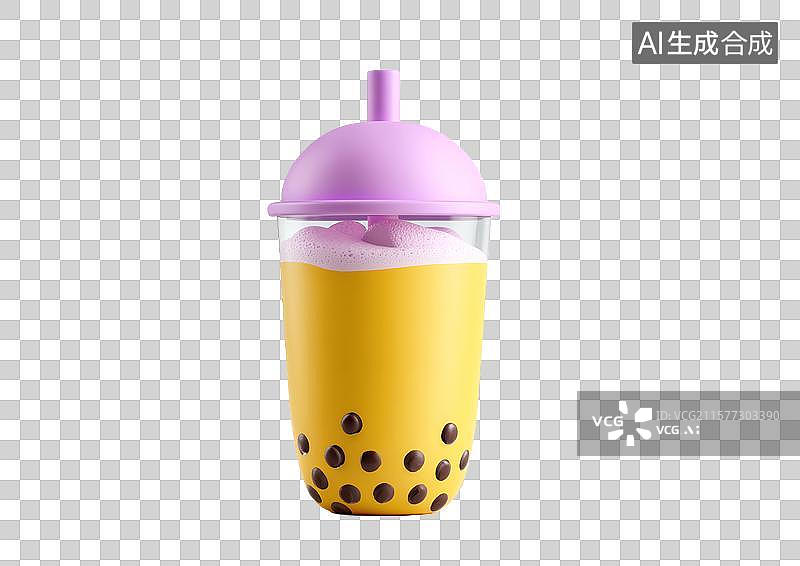 【AI数字艺术】【免抠png素材】一杯卡通珍珠奶茶图片素材