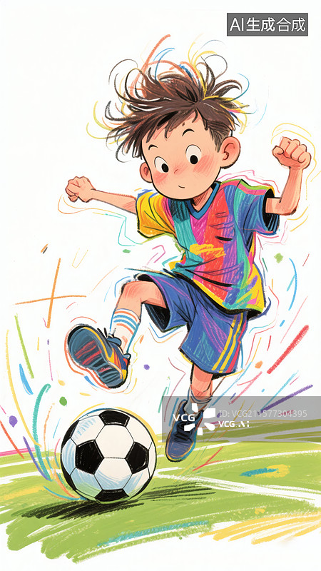 【AI数字艺术】简笔画足球小将图片素材