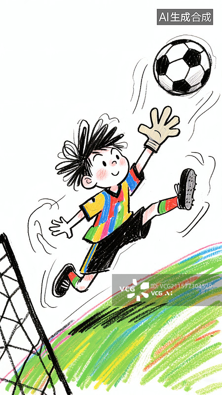 【AI数字艺术】简笔画足球小将图片素材