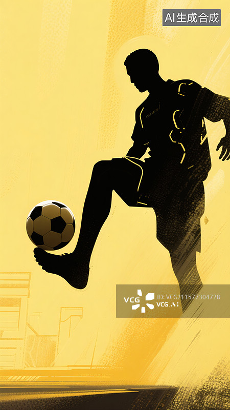 【AI数字艺术】炫酷足球黄色视觉海报有视觉冲击力图片素材