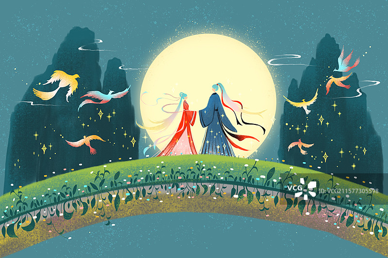 七夕传统节日插画图片素材