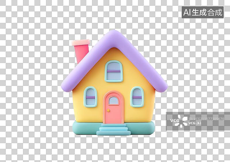 【AI数字艺术】【免抠png素材】一座彩色卡通房屋图片素材