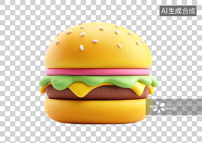 【AI数字艺术】【免抠png素材】一个彩色卡通汉堡图片素材
