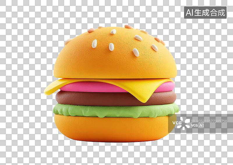 【AI数字艺术】【免抠png素材】一个彩色卡通汉堡图片素材
