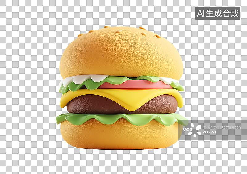 【AI数字艺术】【免抠png素材】一个彩色卡通汉堡图片素材