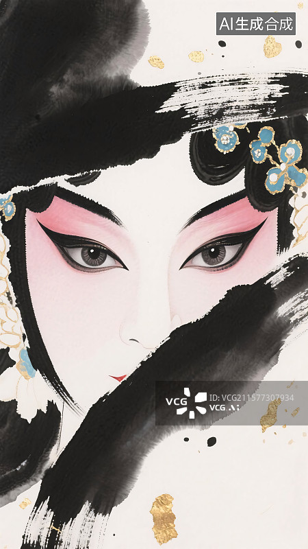 【AI数字艺术】水墨画戏曲人物插画图片素材